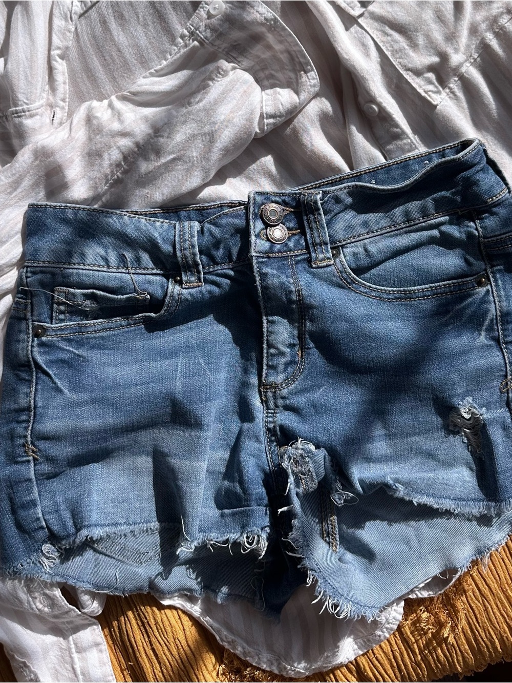 Mudd FLX stretch Denim Frayed Hem Women's Shorts size 5